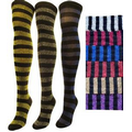 J.Ann Ladies Glitter Wide Striped Over Knee High Socks